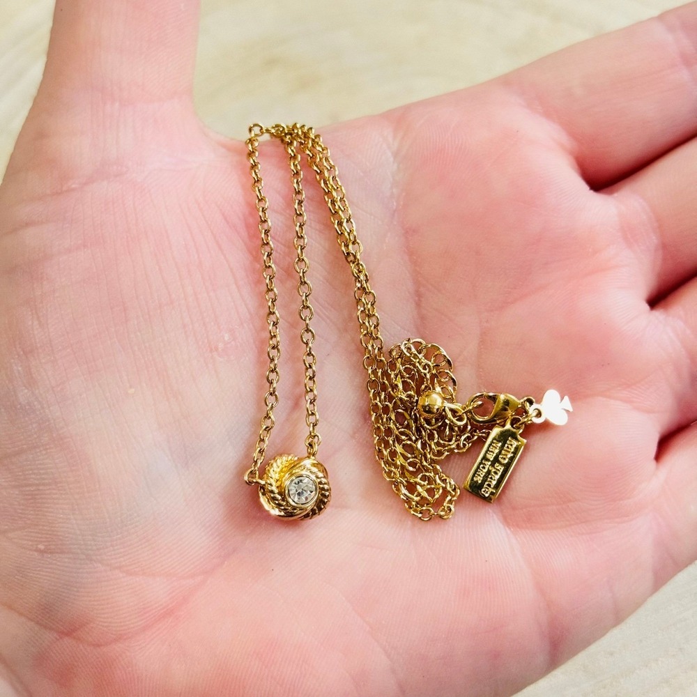 Kate Spade New York infinity and beyond knot Necklace gold‎ Crystal Jeweled 19"